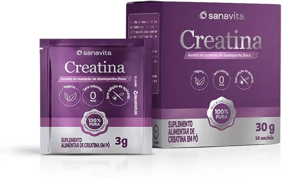 Sanavita Creatina 100% Pura - Monohidratada e Micronizada - Em Sachê