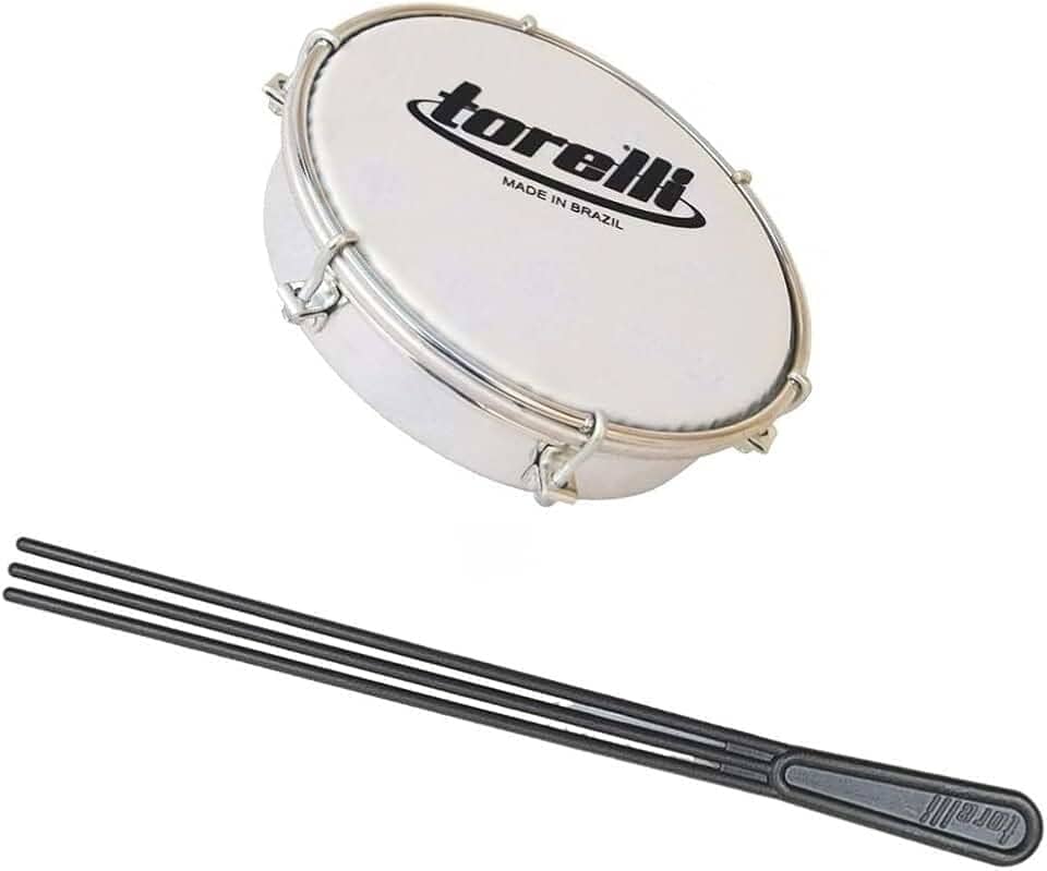 Kit Tamborim Pele Leitosa Torelli TT 404 BCO Baqueta Tripla