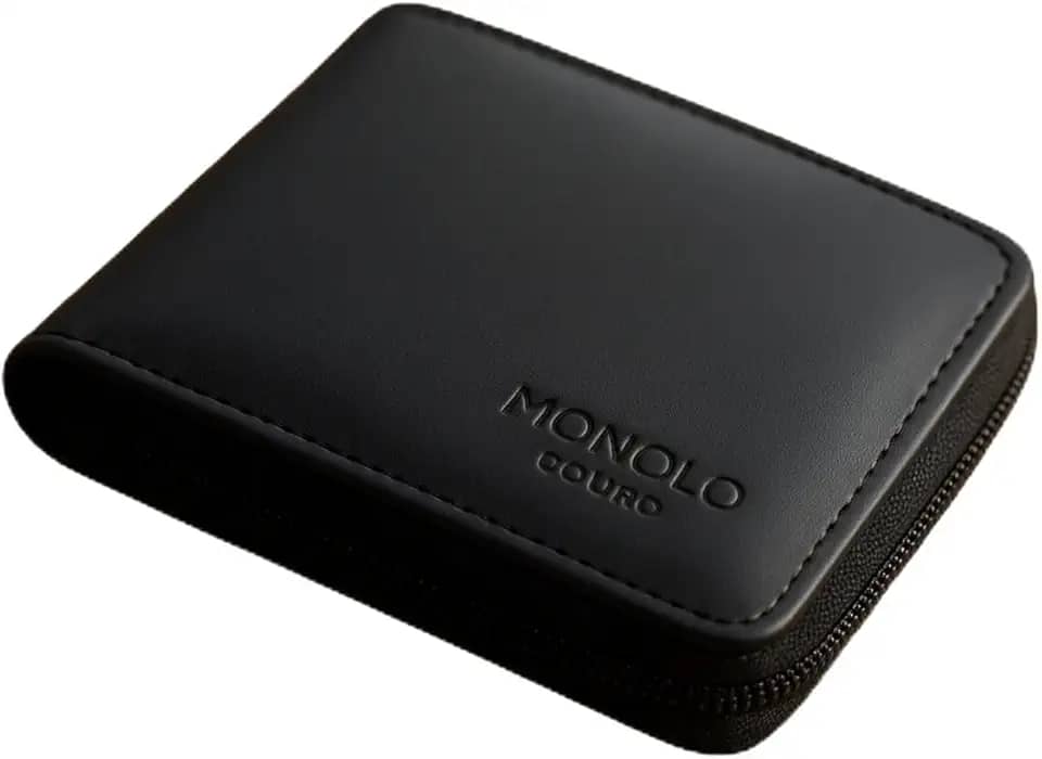 Carteira Masculina Couro Legítimo Ziper Porta Cartão Documentos Crédito CNH Grande Completa Monolo