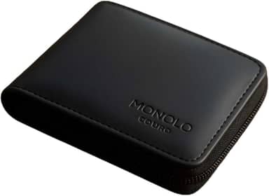 Carteira Masculina Couro Legítimo Ziper Porta Cartão Documentos Crédito CNH Grande Completa Monolo