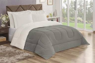 Edredom Sherpa Cobertor Casal Queen 2,40x2,20m Cobertor E Coberdrom Macio - Cinza