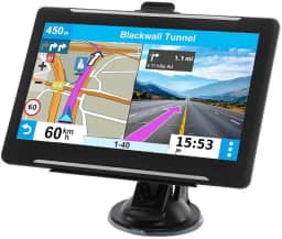 Navegador GPS para carro, caminhão, trailer, mapa de 2025 (atualizações vitalícias gratuitas) tela sensível ao toque de 17,8 cm, suporte para orientação de direção de virada de voz/aviso de velocidade