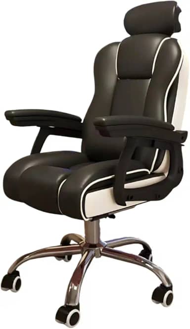 Cadeira Gamer Presidencial Reclinável, Estofamento em Espuma de Alta Densidade, Preto e Branco, 103-113cm de Altura