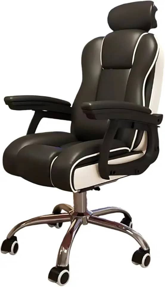 Cadeira Gamer Presidencial Reclinável, Estofamento em Espuma de Alta Densidade, Preto e Branco, 103-113cm de Altura
