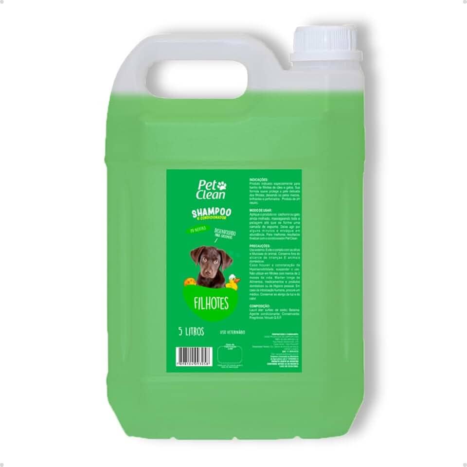 Shampoo e Condicionador Banho Pet Shop para Cachorro e Gato 5L Pet Clean Filhote