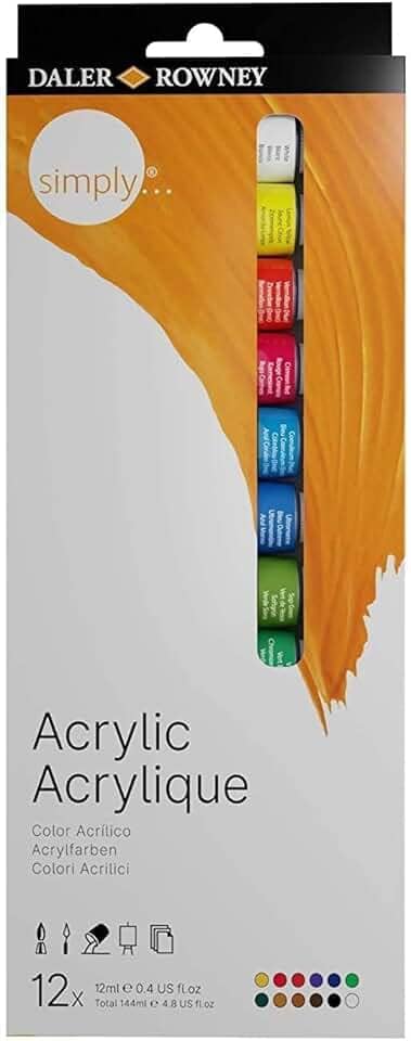 DALER ROWNEY Simply, Acrílico em Tubo de 12ml, 12 Cores