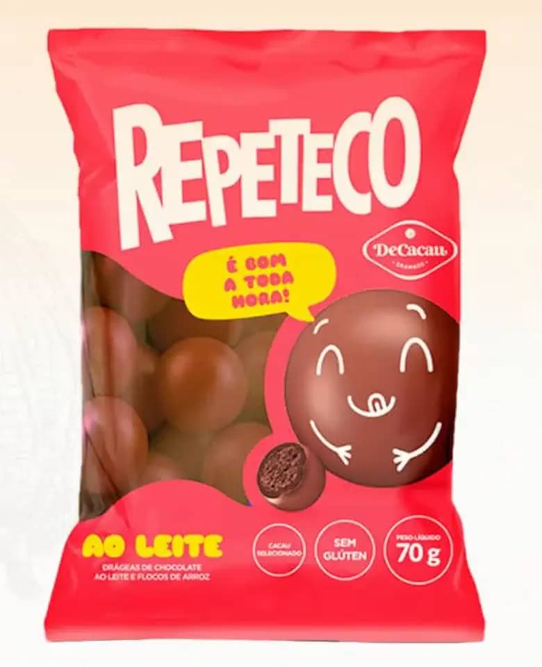 Repeteco DeCacau – 2 pacotes 70g cada Drágeas Chocolate Gramado Sem Glúten | Seguro para Celíacos (Chocolate ao leite)