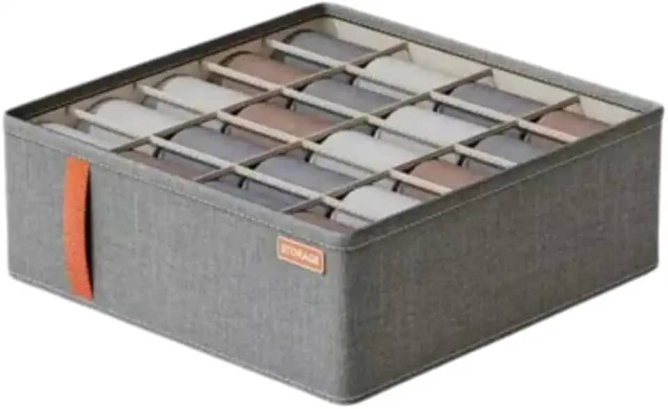 Caixa Organizadora de Gavetas com 20 Divisórias para Meias, Cuecas, Calcinhas, Roupas Íntimas, Gravatas e Acessórios – Organizador Dobrável com Zíper - NRSHOP