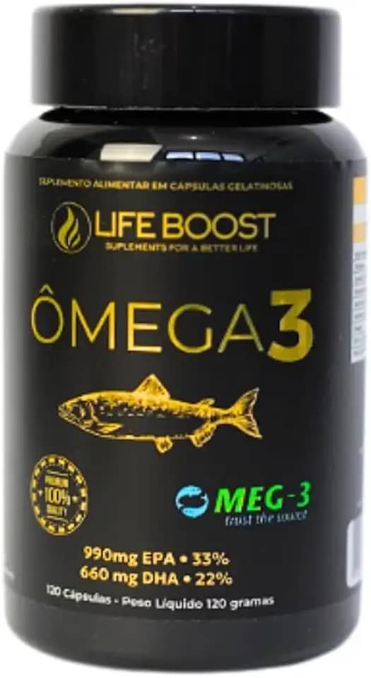 Ômega 3 Life Boost 120 Cápsulas | Ultra Concentrado com Selo MEG-3® de Pureza | Sem Gosto de Peixe