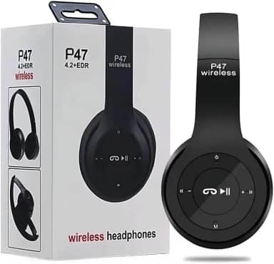 Fone De Ouvido P47 Headphone Sem Fio Bluetooth Micro SD FM (preto)