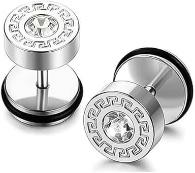 Brincos masculinos de zircônia cúbica de aço inoxidável