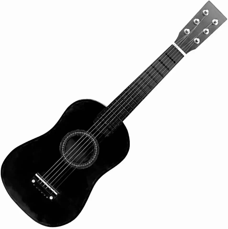 Mini Violão Palheta Crianças Infantil Corda Em Aço Acústico (PRETO)