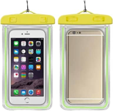 Capa Case Kit 2 Unidades A Prova D'água Impermeável para Celular Smartphone Capinha com Alça Universal Proteção 360º Completa Sensível ao Toque (Amarelo)