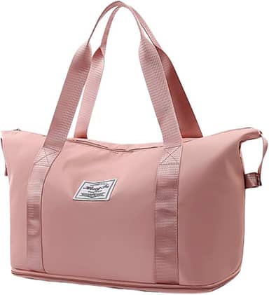 Bolsa Mala de viagem academia dobrável de grande capacidade portátil leve impermeável tecido Oxford bolsa esportiva À Prova D'Agua Multiuso de separação seca e molhada (ROSA)