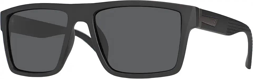 Óculos de Sol Masculino Rosto Redondo Polarizado Proteção UV400 Formato Quadrado Preto Village Heaven 6302