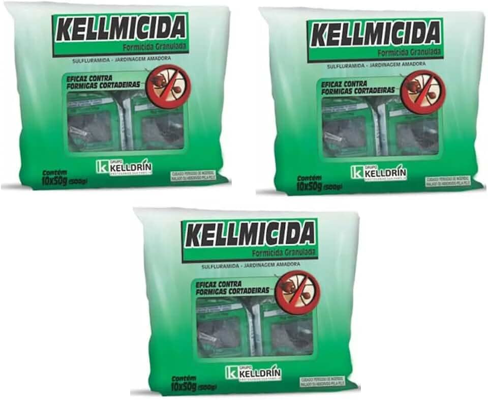 3 Pacotes Kellmicida Isca Granulada Para Formigas Cortadeiras Formicida Kelldrin 10x50g (1,5kg)