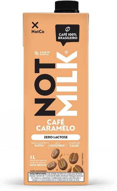Bebida Vegetal NotCo NotMilk Café Caramelo 1L, Feito com Ingredientes 100% Vegetais, Sabor Leite com Café, Sem Lactose, Sem Glúten, Para Bebidas Quentes e Frias, Plant-Based, Vegano, Vegetariano.