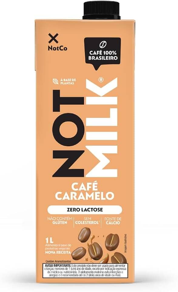 Bebida Vegetal NotCo NotMilk Café Caramelo 1L, Feito com Ingredientes 100% Vegetais, Sabor Leite com Café, Sem Lactose, Sem Glúten, Para Bebidas Quentes e Frias, Plant-Based, Vegano, Vegetariano.