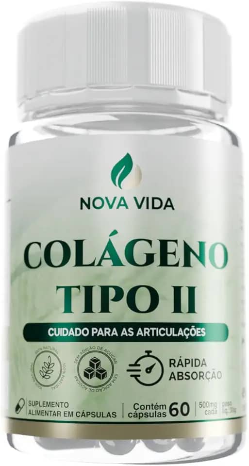 Colágeno Tipo 2 Concentrado 500mg – Alta Absorção – Suporte para Articulações, Cartilagens e Mobilidade – Fórmula Premium - 60 Cápsulas.