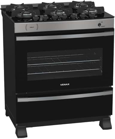 FOGAO A GAS MAXI VITREO 6 Q INOX GAS GLP