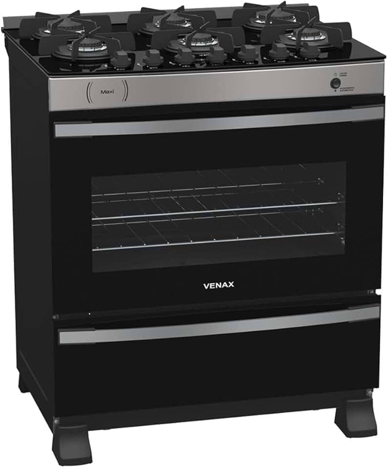 FOGAO A GAS MAXI VITREO 6 Q INOX GAS GLP