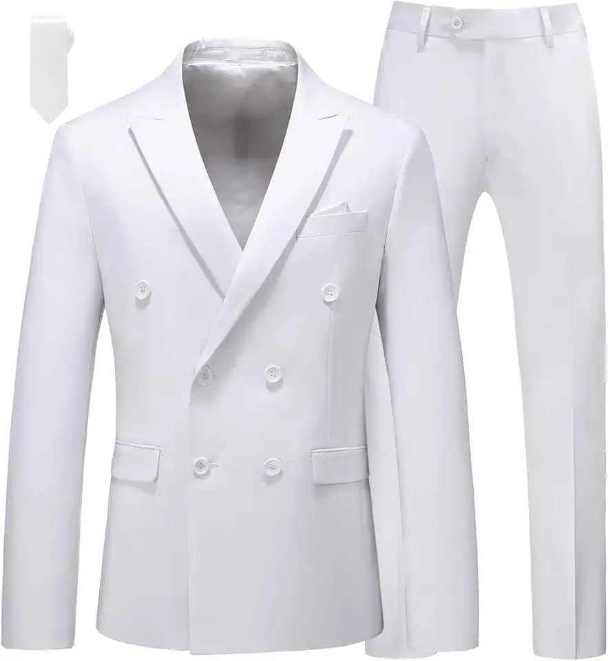 Blazer masculino de 2 peças com botões duplos e calça para smoking e calça para casamento, formatura, baile