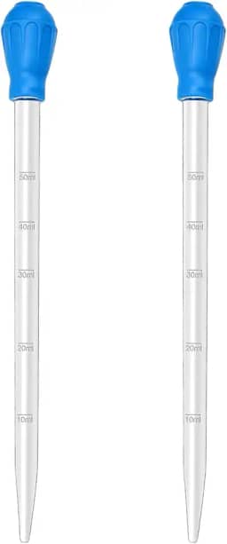 Hufopik 2 peças de pipeta longa para aquário de peixes, alimentador de alimentos de coral, seringa, recife, coral, alimentador, tubo, para recifes, plantas aquáticas, lagarto, cobra