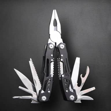 Mini multiferramenta 12 em 1, alicate de ponta agulha, canivete de bolso, chaveiro, abridor de garrafa, presentes para homens, equipamentos de acampamento, caminhadas, preto