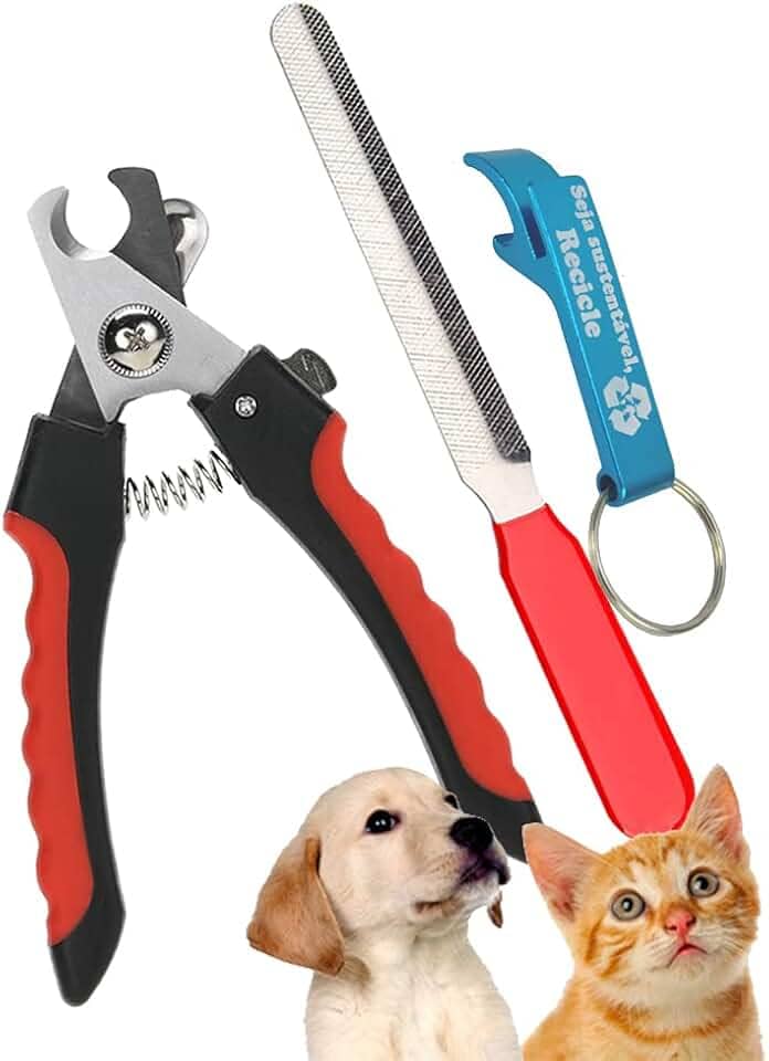 Cortador de Unha Para Gatos Cachorros com Lixa Vermelho + Chaveiro CBRN18505
