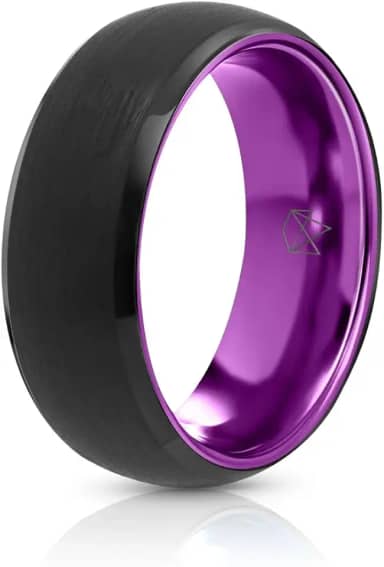 Anel de tungstênio: alianças de casamento de 6 mm e 8 mm com acabamento fosco escovado, bordas chanfradas de alto polimento, joia confortável sem cobalto para homens e mulheres – Anel de