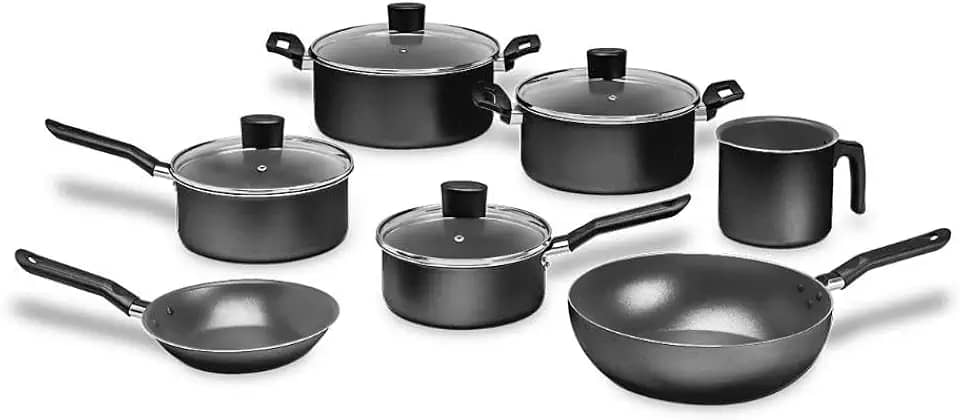 Brinox - Jogo de Panelas Ebony 7 Peças - Preto