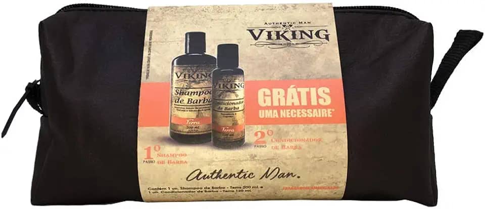Kit Necessaire Shampoo e Condicionador de Barba Viking Terra