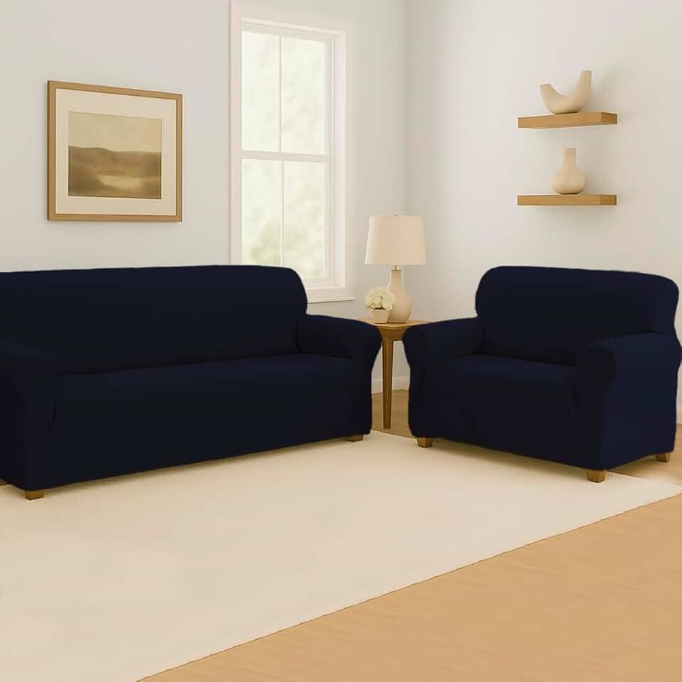 Capa para Sofá Canelada Arte Cazza Azul Marinho 3 Lugares