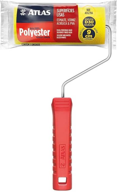 Atlas - Rolo de Pintura de Espuma de 9cm em 100% Poliéster e Com Densidade 30 (kg/m³), Cor Amarela