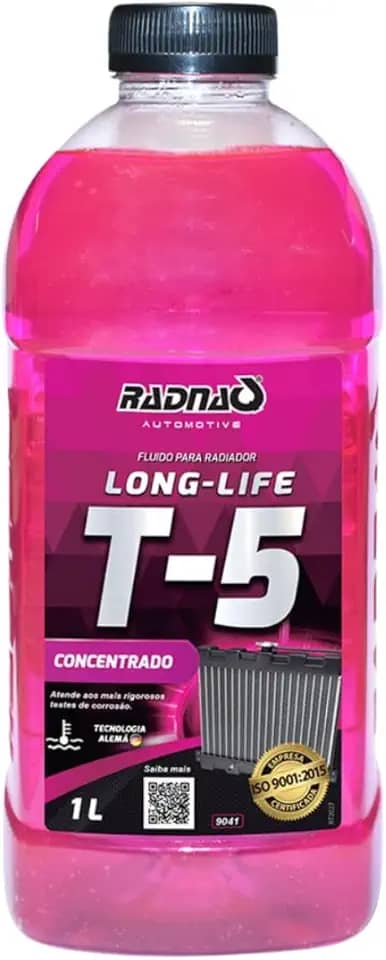 T-5 Long Life, Aditivo Concentrado para Radiador, Rosa, 1L, para Motores Diesel, Gasolina e Etanol