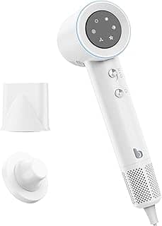 GOKOCO Secador De Cabelo Profissional 220v, 120000 RPM High Speed Hair Dryer 1600W com Display Digital LED e Bocal de ar Magnético, Branco