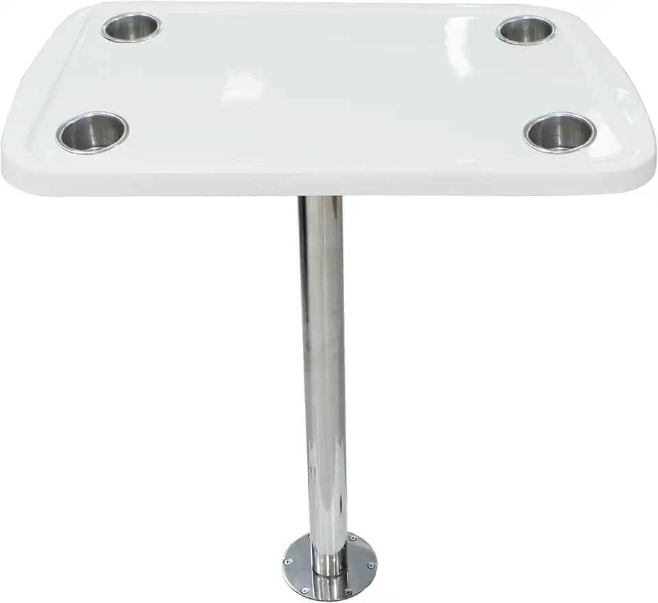 Mesa Náutica Fibra 45 X 65 Cm C/Haste Inox Lancha Barco