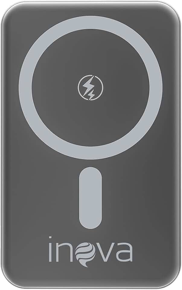 Power Bank 10000mAh com Caregamento por inducǎo, Carregador Sem Fio Portátil Magnético com Cabo Tipo-C 20W PD Carregamento Rápido, Compativel com Celulares ioS e Android (Cinza, Amperes Horas, 10000)