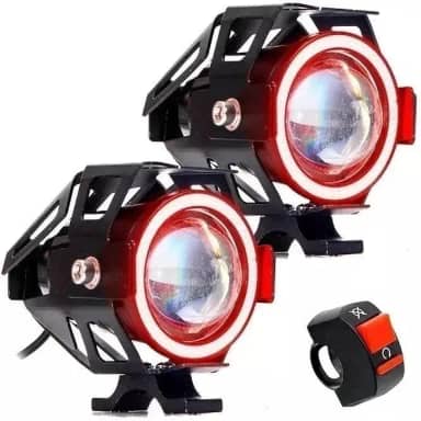 Farol De Milha Mini Angel Eyes U11 Moto Led Auxiliar 20w 12v