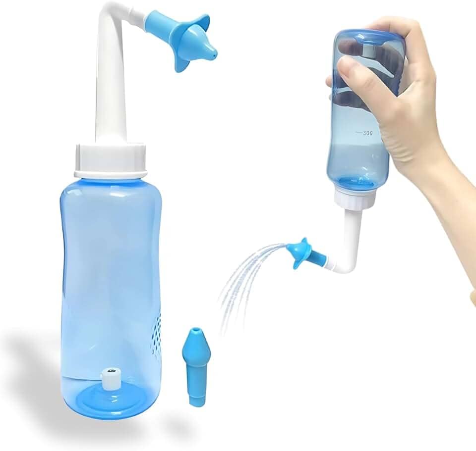Kit de Lavagem Nasal Premium Garrafa de Irrigação Nasal 300 ml para Adultos e Crianças, Limpador de Nariz Sinusal para Rinite, Livre de BPA