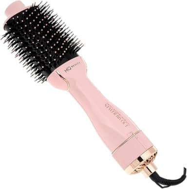 MQ HAIR - Escova Secadora e Modeladora de Cabelo Profissional Beauty Styler - Revestimento Black Ceramic, Controle de Frizz, Tecnologia Ion - Cabo 2 Metros, 3 Níveis de Temperatura - 1300W, 110V Rosa