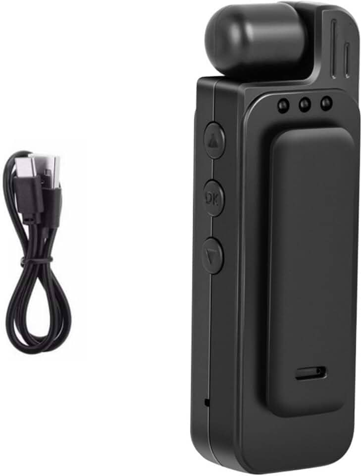 Filmadora vestível com câmera policial de visão noturna, mini câmera corporal 1080p