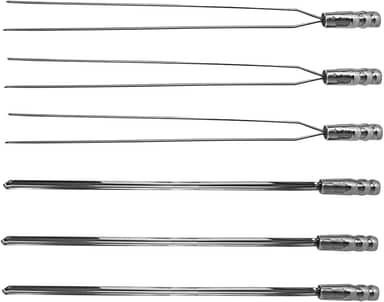 Kit 6 Espeto Para Churrasco Inox Reforçado 70cm Profissional Inox Churrasqueira Manopla Térmica Espada E Duplo