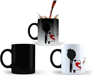 Caneca Mágica, Feitos um para o Outro Casal Namorado Quebra-Cabeça Coração, 325ml, Presente para Namorados