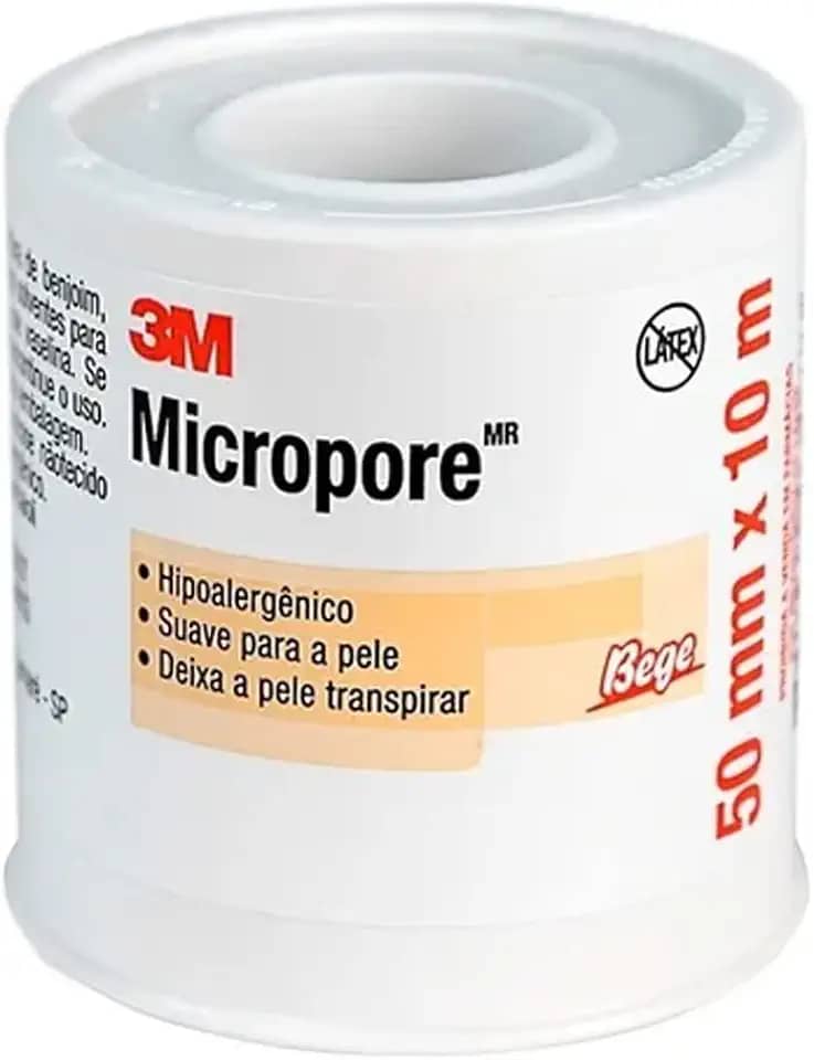 Fita Micropore 50mm x 10m Hipoalergênica Pele 3M