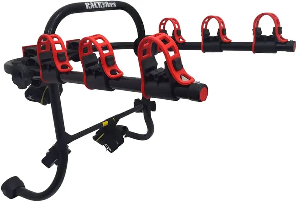 Suporte para bike Transbike para 3 bicicletas Preto tira Vermelha Sedan Hatch