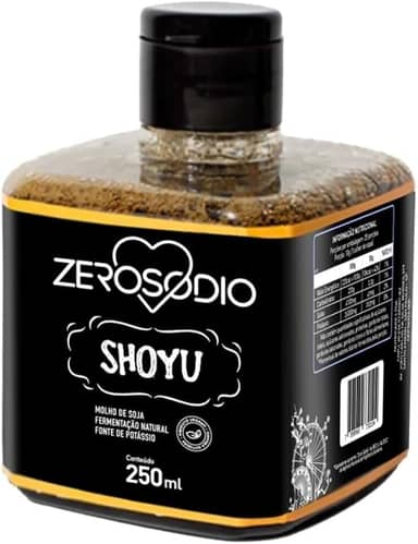 Molho Shoyu Vegano Saudável Baixo Sódio 250ml - Marca Zero Sódio
