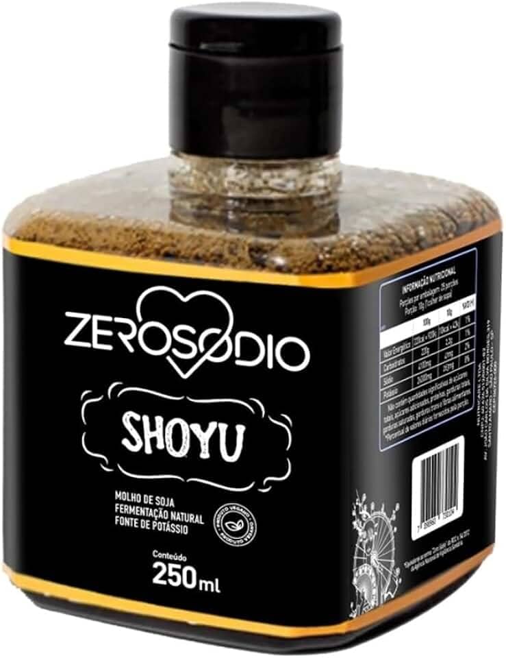 Molho Shoyu Vegano Saudável Baixo Sódio 250ml - Marca Zero Sódio