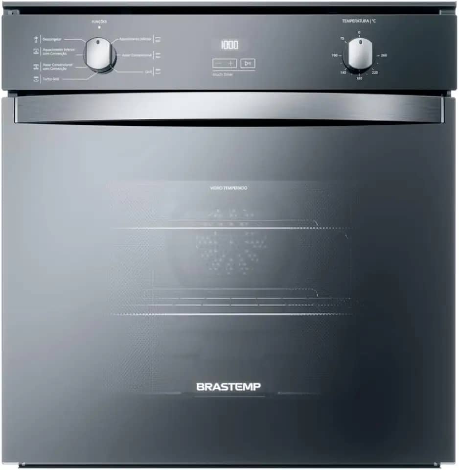 Forno de Embutir Elétrico Brastemp 84 Litros Cor Inox Espelhado com Convecção e Timer Touch - BOC84AR 220V