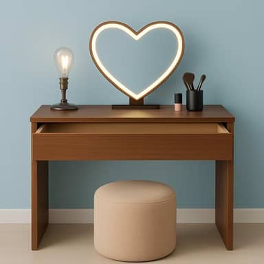 Penteadeira Escrivaninha com Gaveta 90cm – Mesa Multifuncional para Maquiagem e Home Office(FREIJÓ)